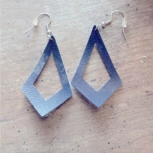 Black leather earrings